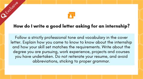 So if you'd like to then ask. How to write a good letter asking for an internship - Quora