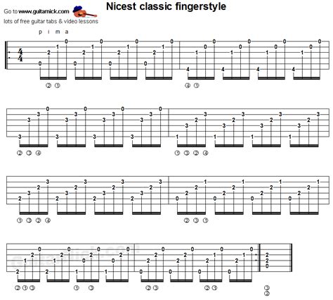 Nicest Classic Fingerstyle Classical Guitar Tab Guitar Tabs