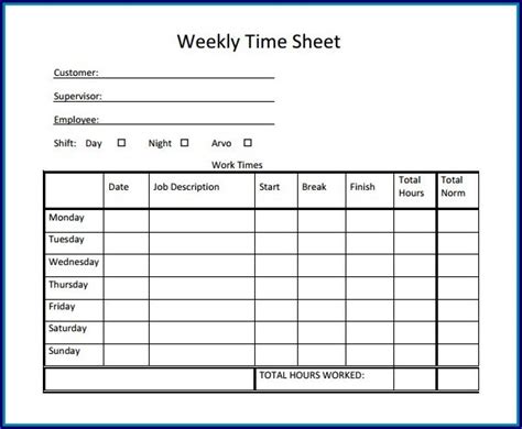 Excel Weekly Timesheet With Formulas