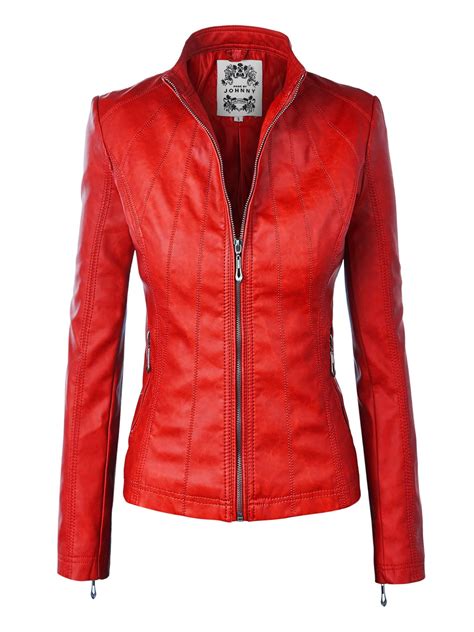 Made By Johnny Mbj Wjc877 Womens Panelled Faux Leather Moto Jacket