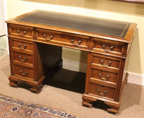 Late 19thc Oak Pedestal Desk Antiques Atlas
