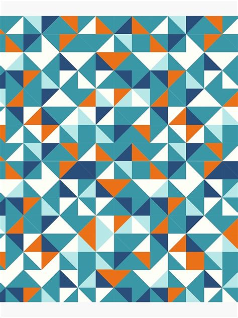 Teal And Orange Geometric Design Poster For Sale By Atarangidesigns
