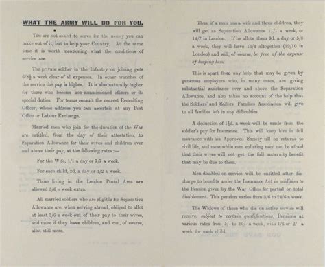 Army Form B218f What The Army Will Do For You 2 First World War