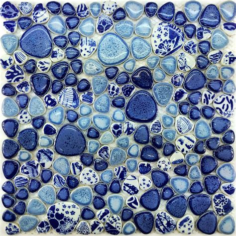 Find the best blue bathroom floor & wall tiles at the lowest prices. Glazed porcelain tile glass pebble mosaic PPMT043 pebble ...