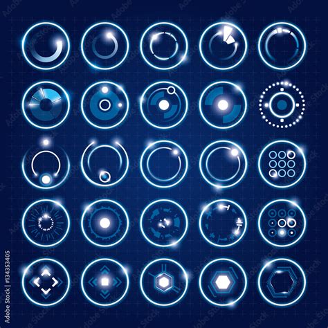 Futuristic Icons Set Of Infographic Elements And Symbols For User