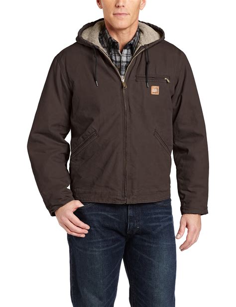 carhartt men s sherpa lined sandstone sierra jacket j141 dark brown xx large homer s coat