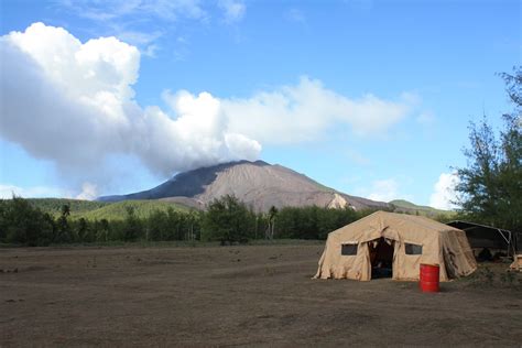 Mount Pagan And Supply Tent On The Island Of Pagan Common Flickr