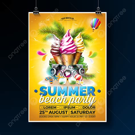 Vector Summer Beach Party Flyer Template Download On Pngtree