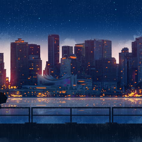 See more ideas about anime city, background, anime background. 2048x2048 Anime City Lights Night Rain Umbrella Sky 5k ...