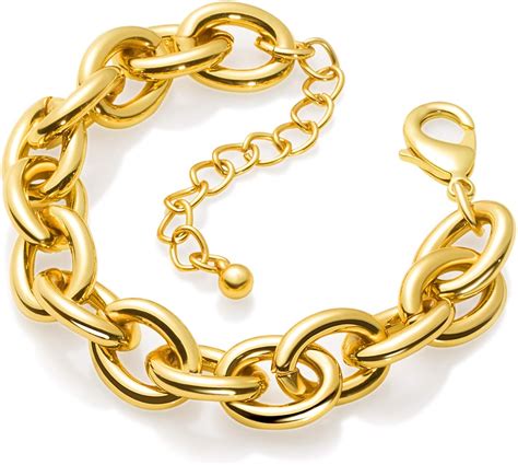 Chunky Gold Link Bracelet Oval Link Chunky 14k Gold Chain Bracelet
