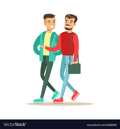 Happy Best Friends Walking Outside Talking Part Vector Image