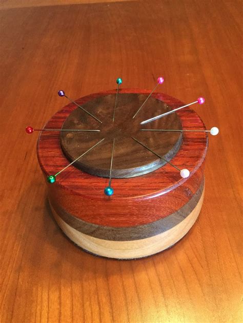 Magnetic Pincushion Pin Holder Sewingquilting Cherry Walnut Etsy