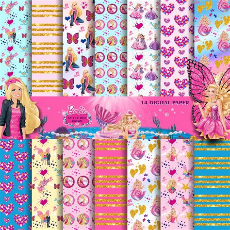 Barbie Digital Paper Barbie Printable Barbie Canvas Barbie Etsy