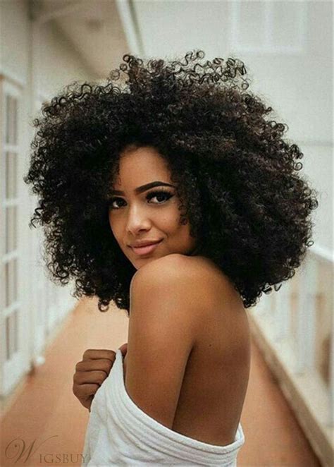 Big Afro Curly Synthetic Hair Capless African American Wig Mwigsbuy