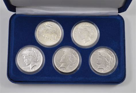 Silver Coin Set The Morgan Mint 5 Peace Dollars Historic Us Collection Includes Silver