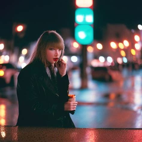 DavidParke Taylor Swift Enjoying A Cigarette In The Rain At Night In The City