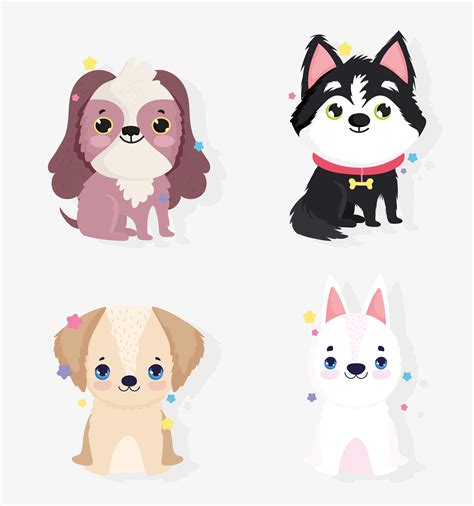 Cute Little Dogs Icon Set 1252116 Vector Art At Vecteezy