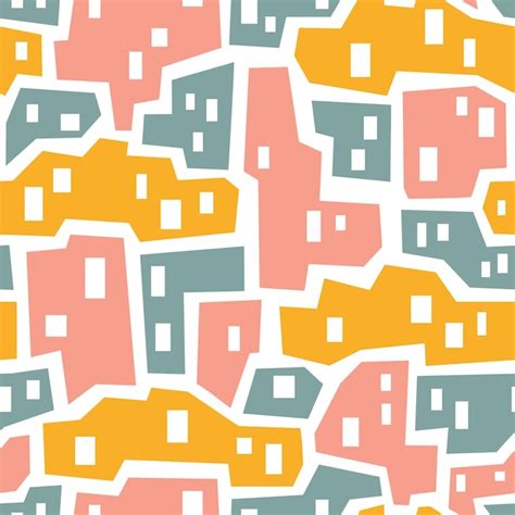 Premium Vector Seamless Background Pattern With Abstract Houses