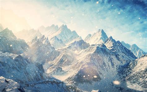 Snow Covered Mountain Mountains Snow Winter Hd Wallpaper Wallpaper Flare