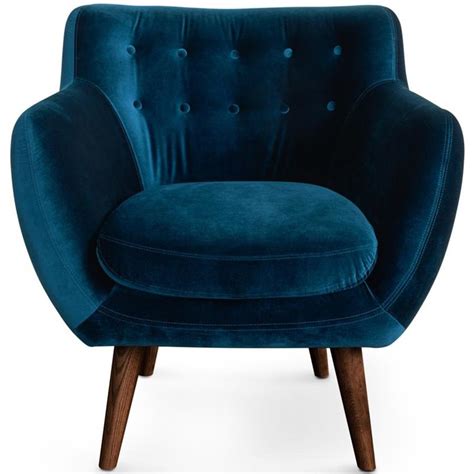 Rst Brands Rhodes Mid Century Modern Tufted Accent Chair In Blue Velour