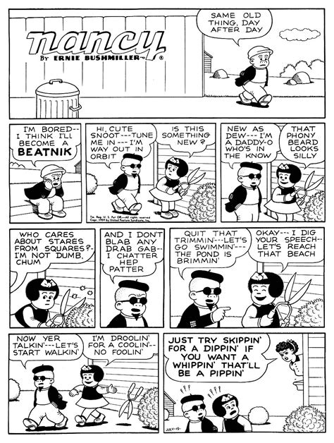Nancy By Ernie Bushmiller Sluggo Becomes A Beatnik 7191959 Nancy Comic Comics Nancy