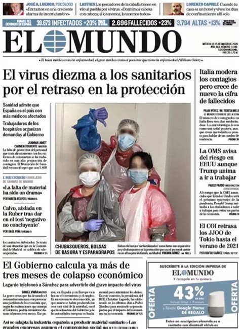 Las portadas de los periódicos del miércoles 25 de marzo de 2020