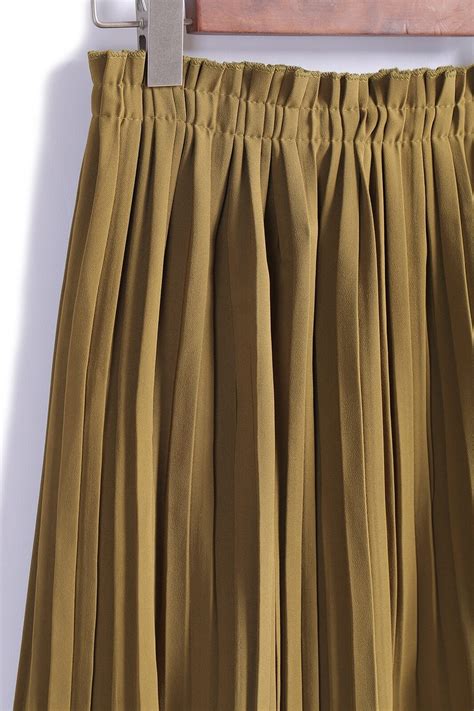 Khaki Slim Pleated Skirt Sheinsheinside