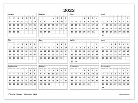 Calendrier 2023 à Imprimer “34ds” Michel Zbinden Mc