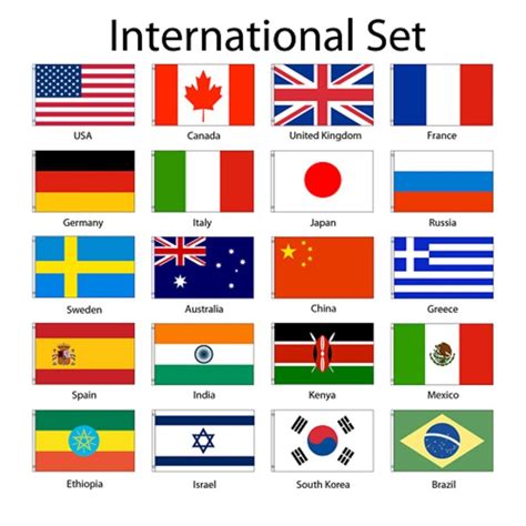 International 3x5 Flag Set Of 20 Country Countries Polyester Flags Grommets Ebay