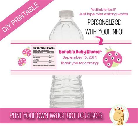 Description a do it yourself watering pot, for small and medium sized flower pots. Sweetie Pie Ladybug Girl Baby Shower Water Bottle Labels, Print your own DIY Baby Shower Favor ...