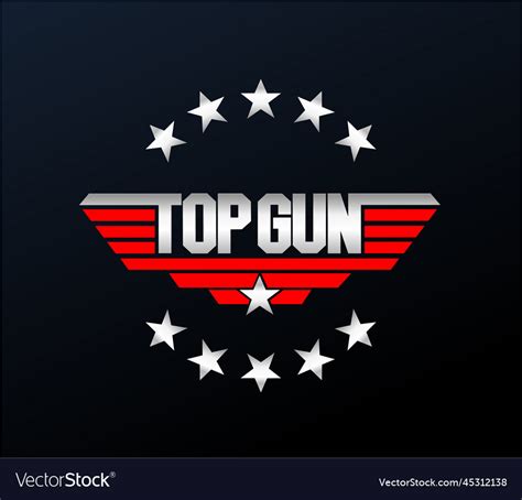 Top Gun Typography Silver Red Icon Topgun Vector Image
