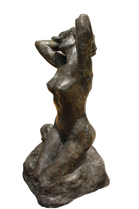 Woman Posing Naked Rodin Bronze Statue Replica Size L X W X