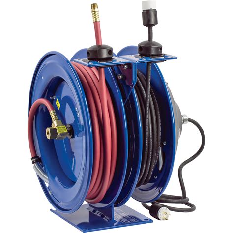 Coxreels Combo Air And Electric Hose Reel With Outlet Attachment — With