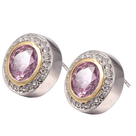 Pink Crystal Zircon With Multi White Crystal Zircon Earrings 925