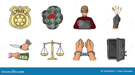 Crime And Punishment Icons In Set Collection For Design Stock Vector Illustration Of Lockpicks