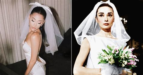 Ariana Grande Got Married In Custom Vera Wang With An Audrey Hepburn Inspired Veil