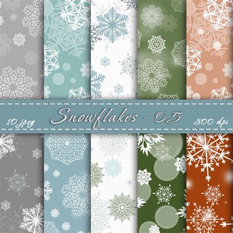 Snowflakes Digital Paper Christmas Snowflakes Digital Snowflanes