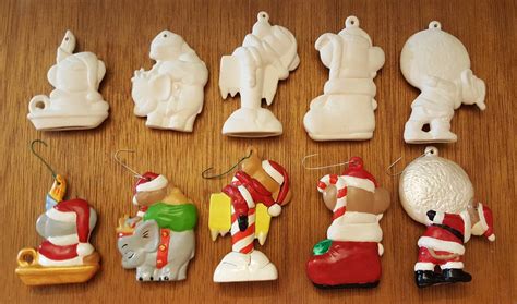 Santas 2 Mice Ceramic Bisque Christmas Tree Ornaments 5 Etsy