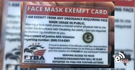 Check spelling or type a new query. FRAUD ALERT: DOJ says mask exemption cards, flyers are fake