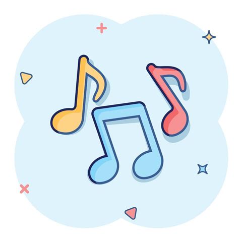 Music Note Icon In Comic Style Song Cartoon Vector Illustration On