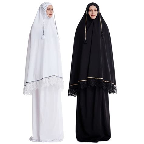 Muslim Lady Thobe With Hijab Sets Abaya Dress Face Cover Niqab Burqa Bonnet Islamic Khimar Long