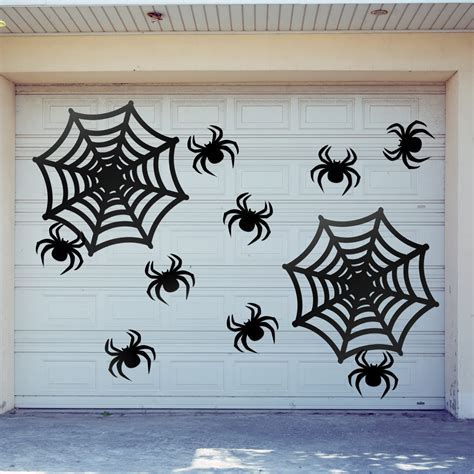 Halloween Garage Door Decorations 2 Pcs Large Spider Webs And 6 Pcs
