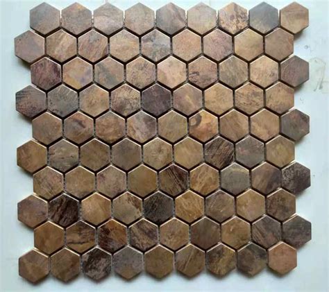 Retro Dia 30mm Hexagon Copper Metal Mosaic Tile For Kitchen Backsplash