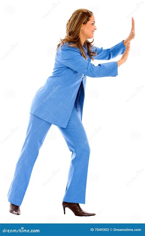 Business Woman Pushing Stock Photo Image Of Confident 7049302