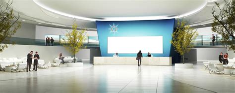3d Futuristic Corporate Reception Lobby Cgi Illustration Agent Website
