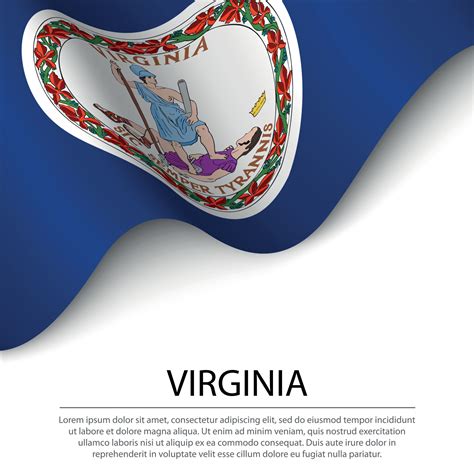 Ondeando La Bandera De Virginia Es Un Estado De Estados Unidos Sobre Fondo Blanco