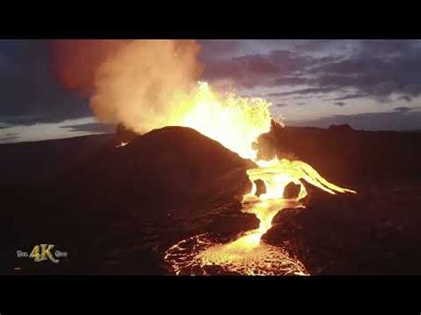 Aerial Fly Over Of Icelandic Volcano Fagradalsfjall During Eruption