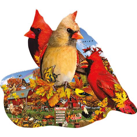 Fall Cardinals - Shaped Jigsaw Puzzle | Specials / Puzzle Sets | Puzzle Master Inc