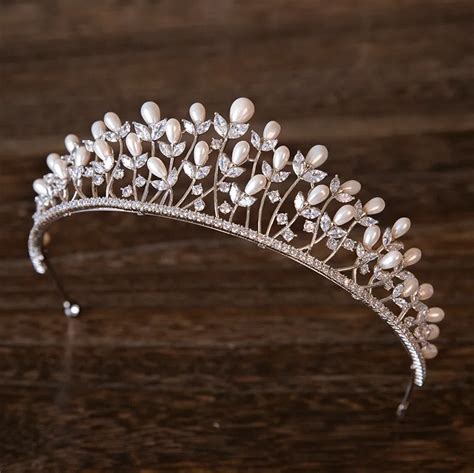 Full Zircon Shell Pearl Tiara Headband Crown Jewelry Bride Headpiece