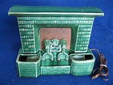 Vintage McCoy Green Ceramic Fireplace TV Lamp | Green ceramics ...